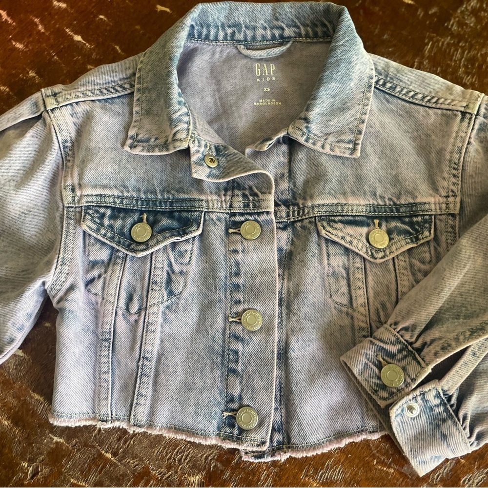 GAP Kids acid wash purple denim jacket